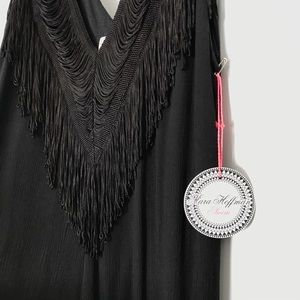MARA HOFFMAN Fringe Accented Black Maxi L NWT